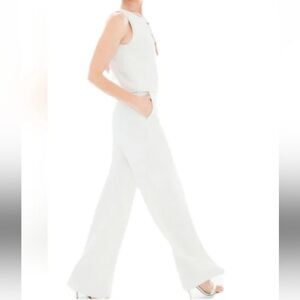 Chico's White Sleeveless Wide-Leg Jumpsuit with Side Pockets
